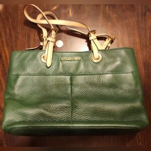 Michael Kors Green Leather Shoulder Bag with Gold Accents